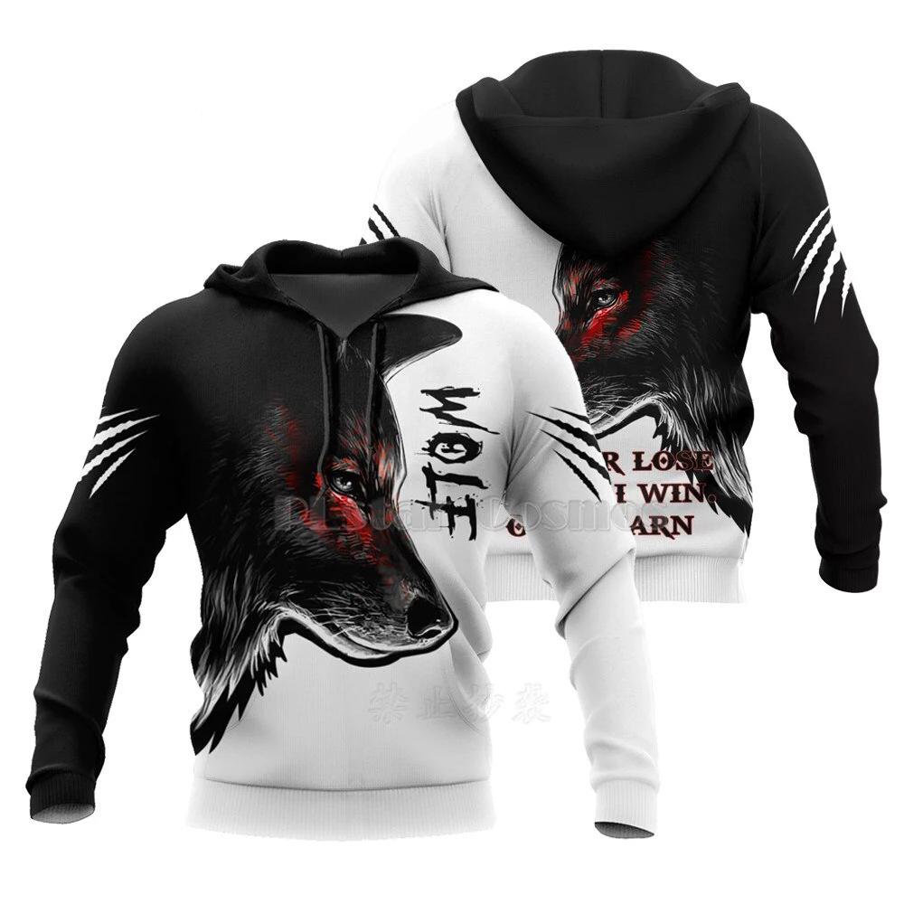 

Hot selling Brand Fashion Hoodies White Animal Wolf 3D Printed Mens Sweatshirt harajuku Streetwear hoodie Casual loose jacket