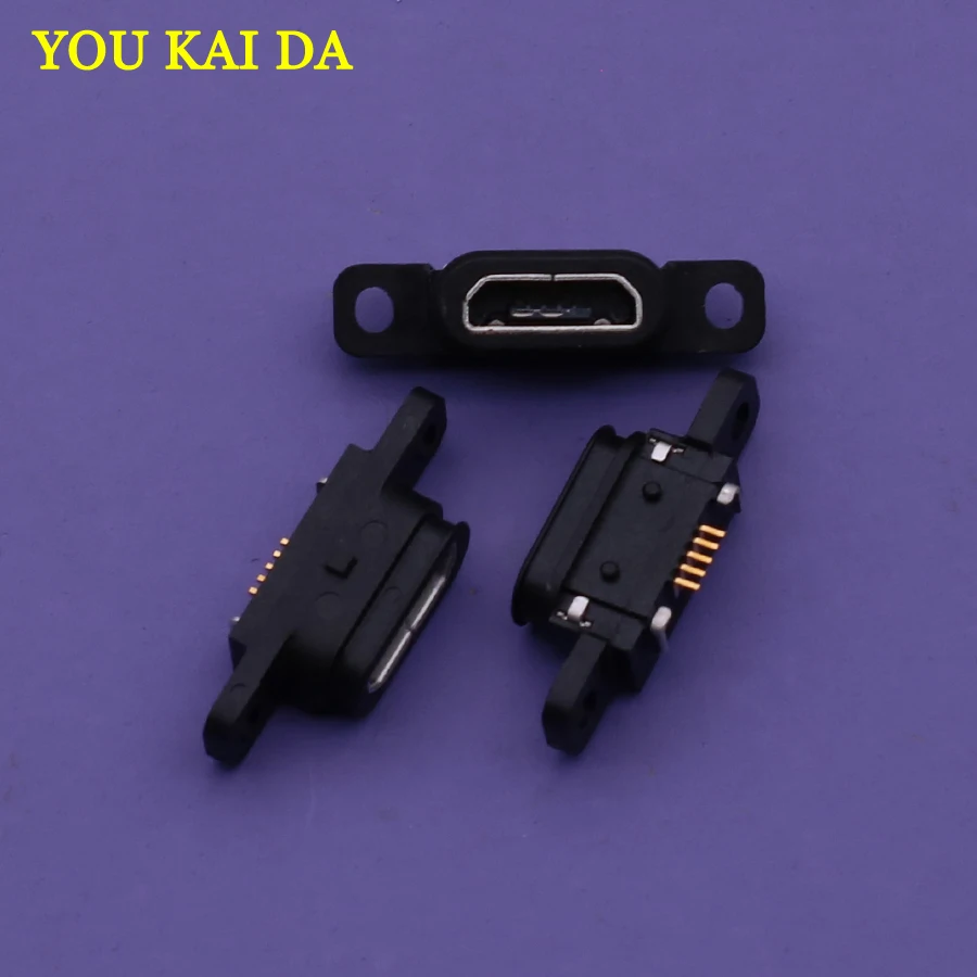 

30pcs/Lot Micro USB 5pin Charging Jack Socket Dock Port 5P IP67 Waterproof Female Connector With Screw Hole