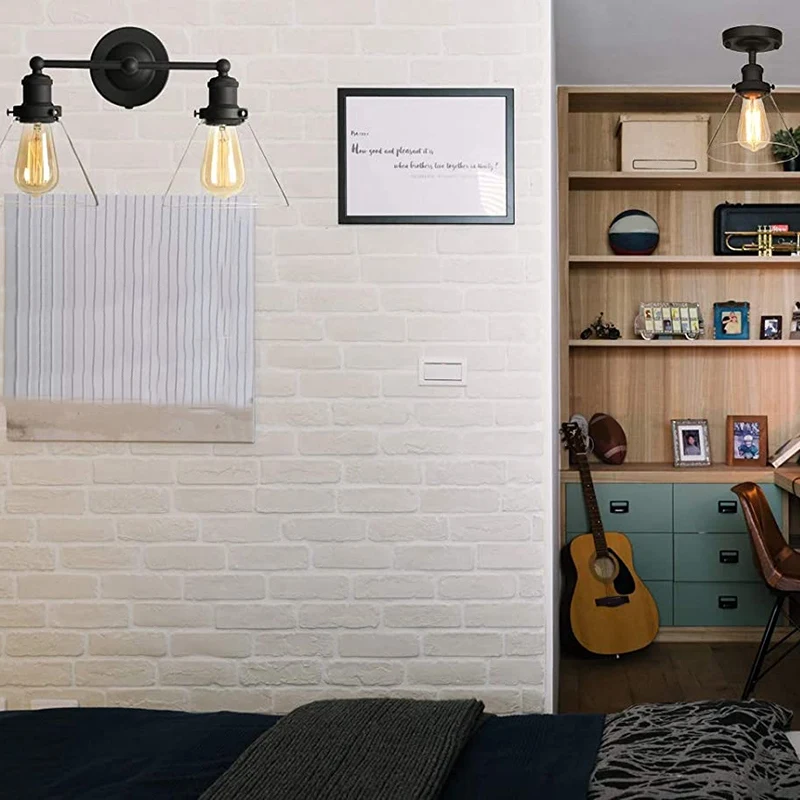 

Industrial Vintage Semi Flush Mount Ceiling Light Fixtures Farmhouse Clear Glass Pendant Lighting Shade (Without Bulb)