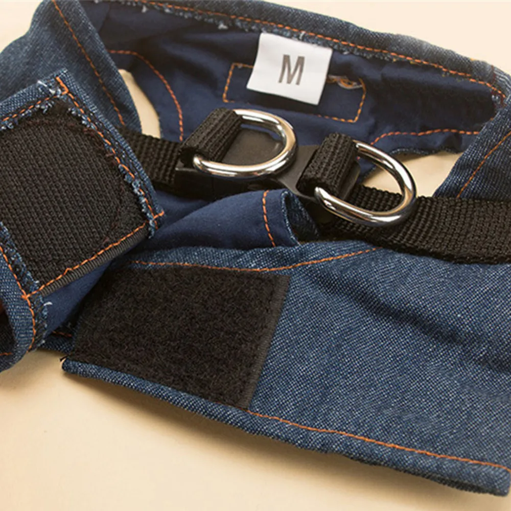 Поводок и ошейник OIMG для маленьких собак светоотражающая синяя джинсовая шлейка