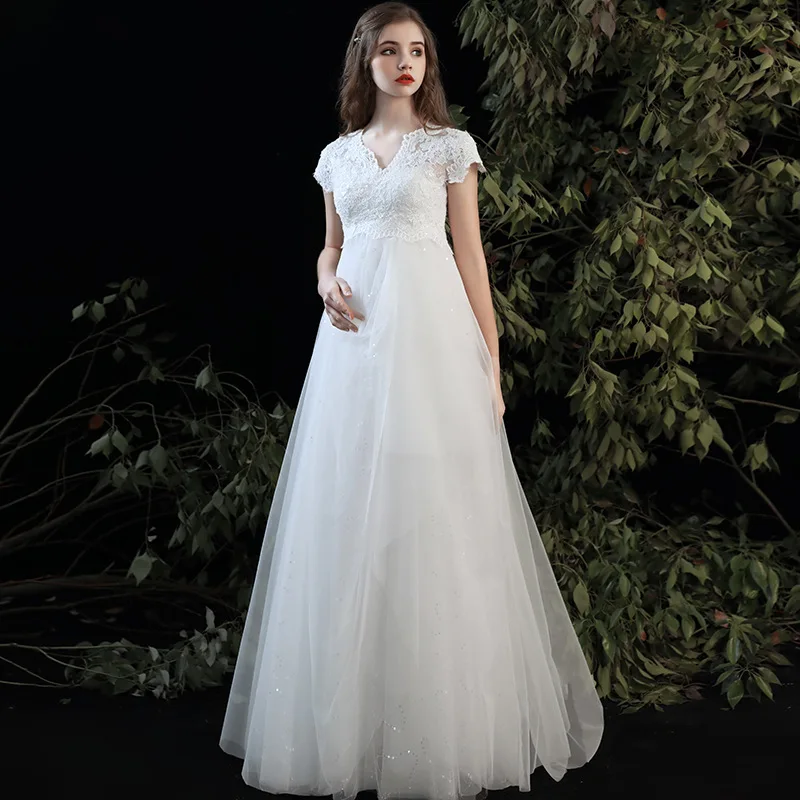 

Роскошное качественное модное белое кружевное вечернее платье с V-образным вырезом элегантное и благородное облегающее легкое свадебное п...