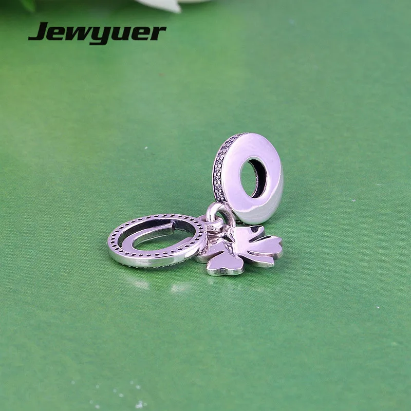 

Lucky Day flower dangle Charms 925 Sterling Silver pendant Bead Fit charm Bracelet DIY For Jewelry Making Memnon DA194