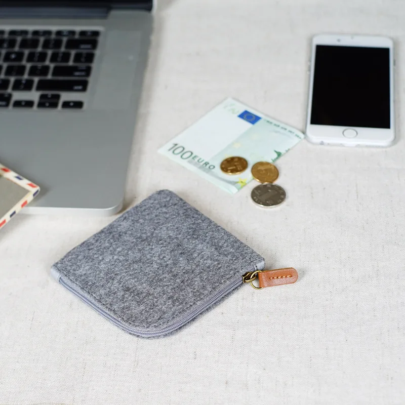 1Pc Cute Felt Fashion Mini Coin Purse for Women Men Unisex Wallet Casual Mini Bags Change Pouch Key Card Holder Money Case Pouch images - 6