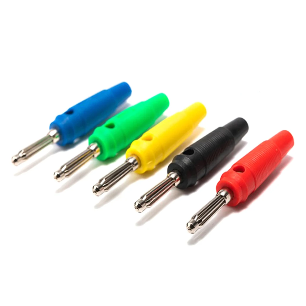 

10 Pcs 4mm 32A Mix Color Solderless Side Stackable Banana Plug Copper Connectors1