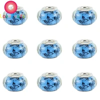 10pcs 14x8mm butterfly round acylic large hole european beads fit pandora bracelet chain spacer beads charms for jewelry bulk