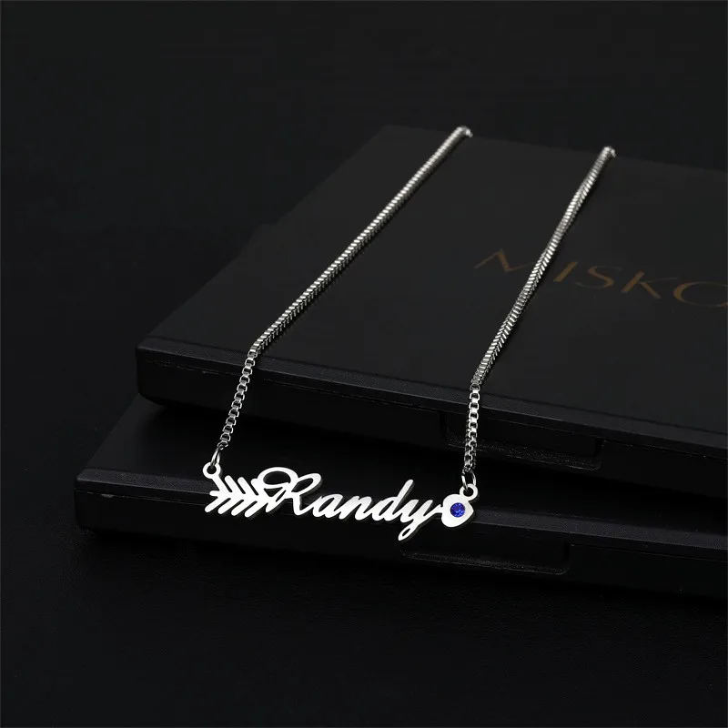 Персонализированное ожерелье с кулоном именем из циркония цепочка нержавеющей