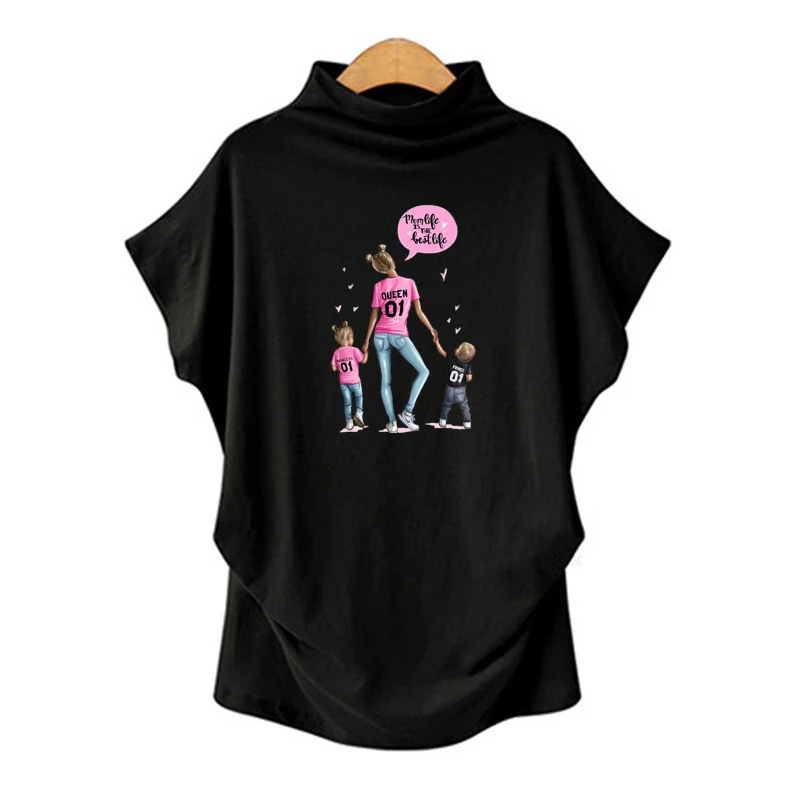 

Summer Lady Harajuku Tshirt Vintage O Neck Parent Child Print Casual Short Sleeve Fashion Tee Tops Female T-Shirt New