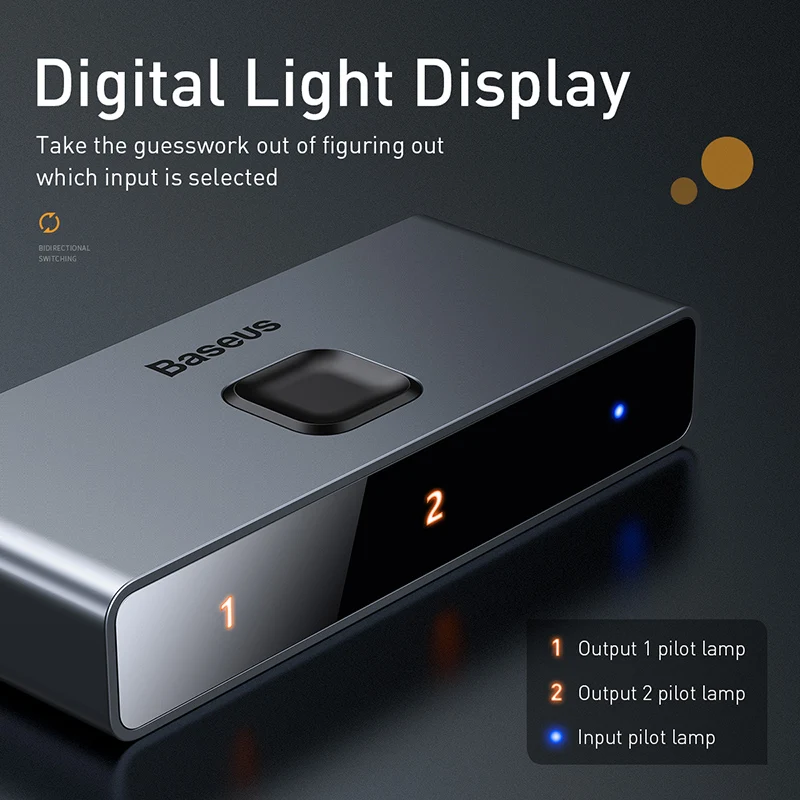 Разветвитель Baseus 4K HDMI 1x2 и 2x1 адаптер 2 в 1 выход преобразователь Переключатель для