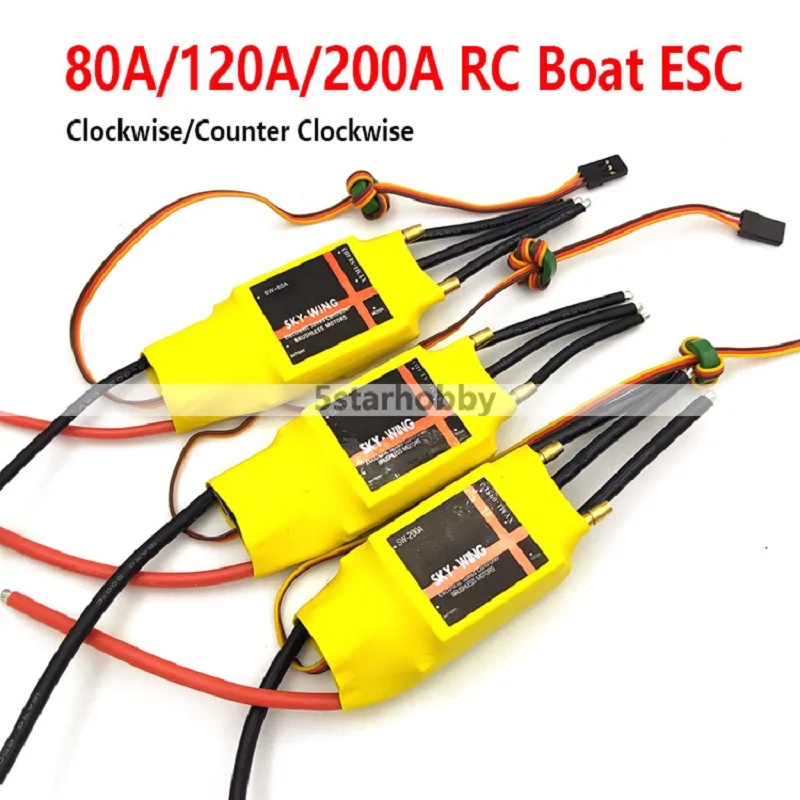 SkyWing Brushless Two-Way 5V5A 2-6S 80A 120A 200A ESC speed controller with UBEC For RC Boat reverse Ship Forward/Backward