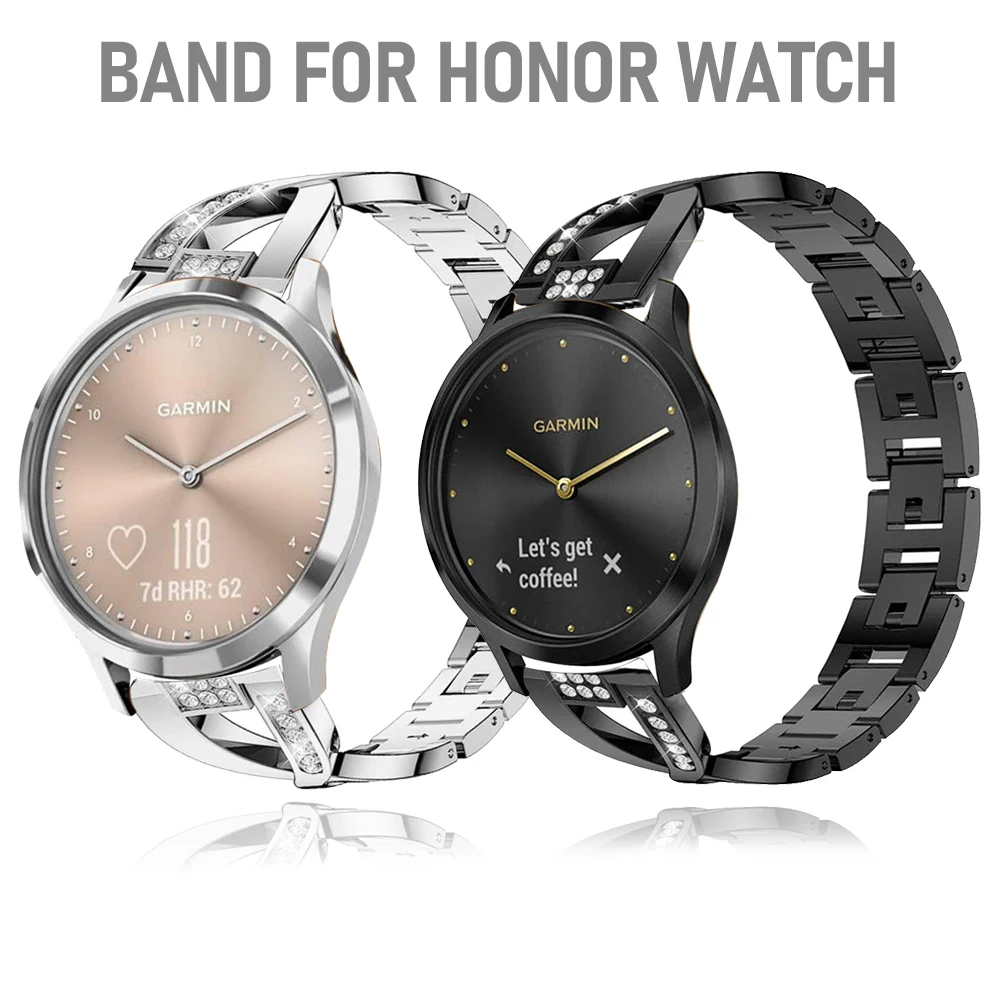 

20mm 22mm Women Wrist Strap for Garmin Vivoactive 4 3 Watch Stainless Steel Band for Garmin Watch Vivomove HR Active WatchBand