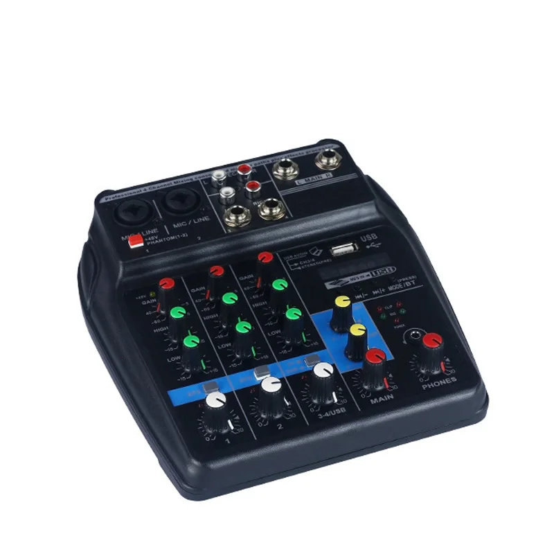 Профессиональный миксер для микрофона мобильный телефон USB запись 4 канала Bluetooth