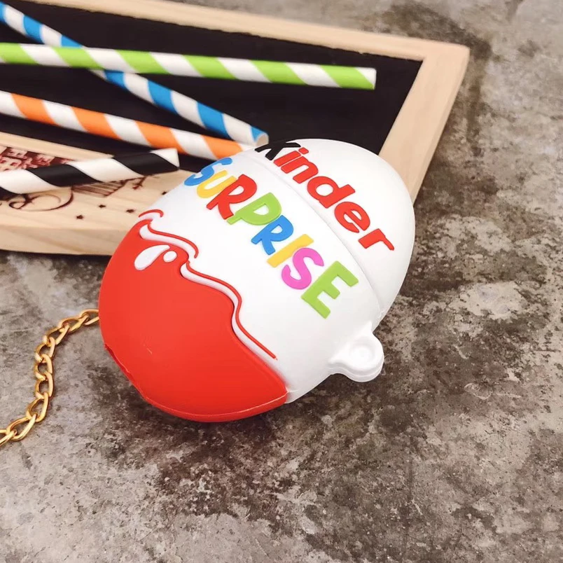 Горячая kinder fun eggs беспроводной Bluetooth чехол для наушников для AirPods 2 1 шоколад сюрприз коробка 3D мягкая силиконовая гарнитура coque чехол - Цвет: Only earphone box