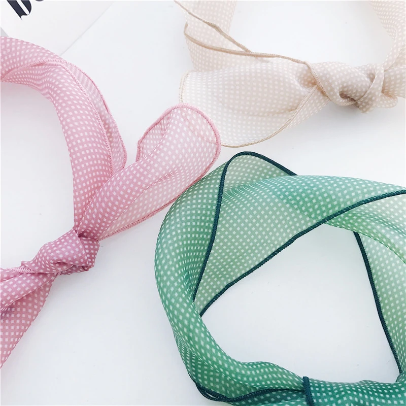 Женский шарф из органзы шарфы для шеи бандана повязка на запястье в горошек отеля