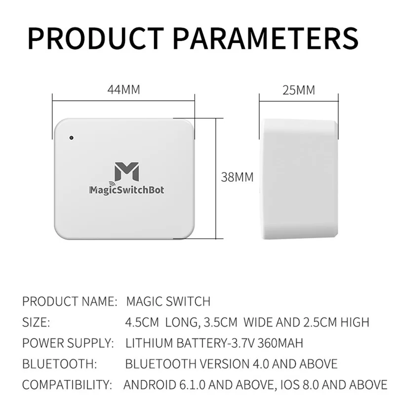 

Smart Home Smart Switch Bot Button Pusher Wireless Phone Bluetooth Control Home Keyless Lock Bluetooth Wireless Open Convenience