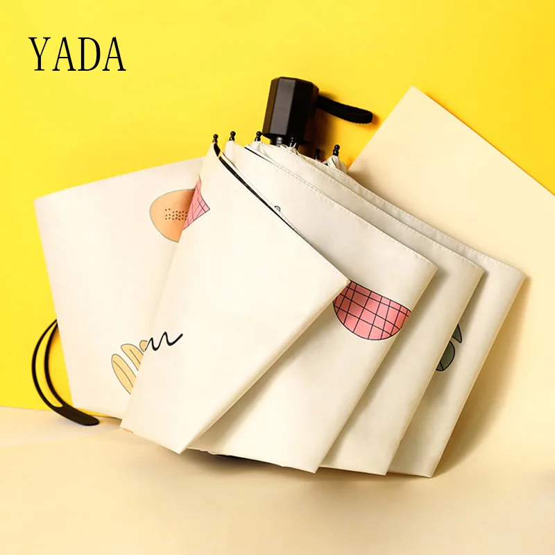 

YADA Ultralight Mini Cartoon Umbrellas Rain uv Five Folding Clear Desert Cactus Umbrellas For Women Windproof Umbrella YS200008