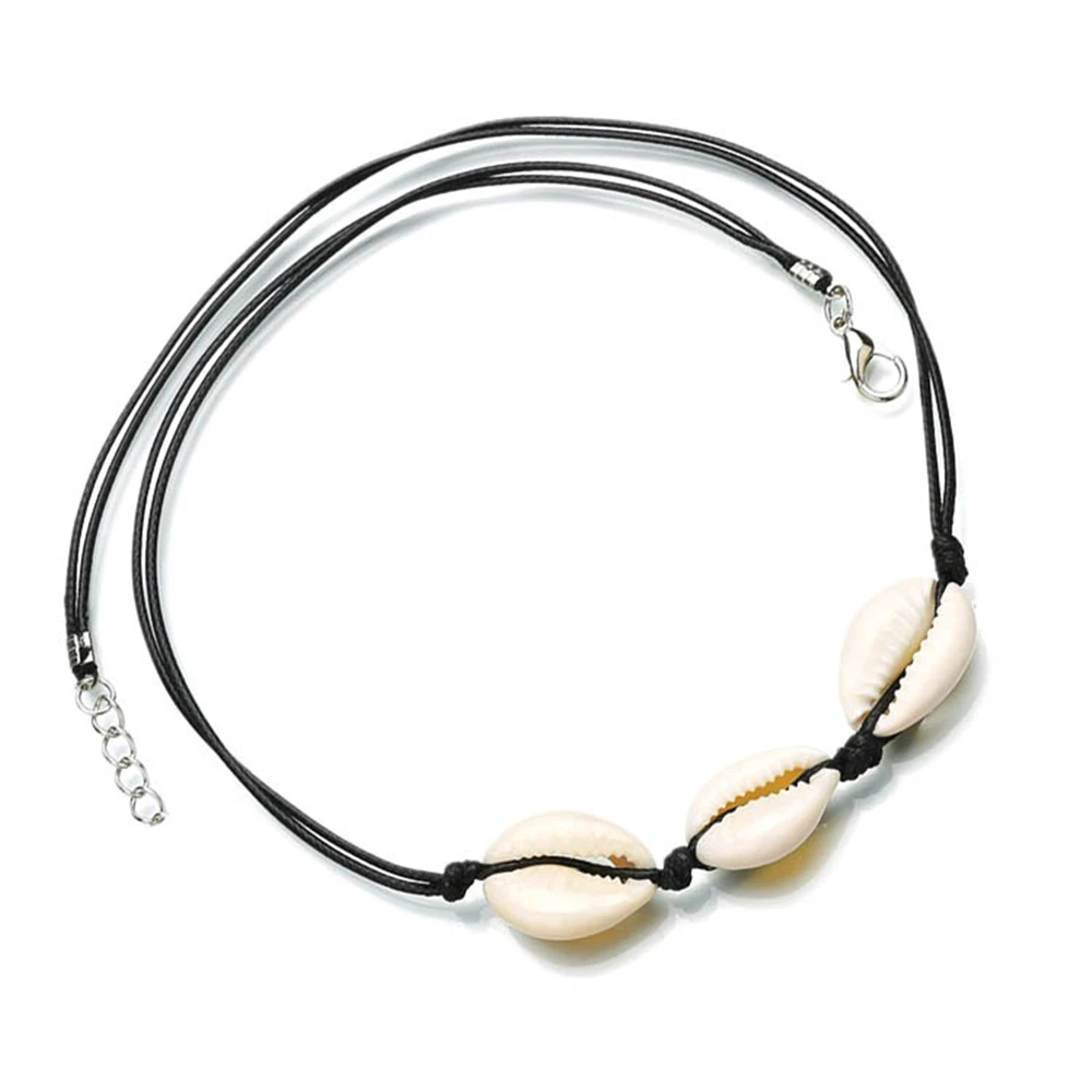 Ожерелье-чокер из ракушек и натуральной летней пляжной ракушки простое богемное