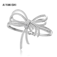 aiyanishi 18k gold filled bow knot bangle for female tennis bracelets for women bracelet for lover couples korean fashion gift