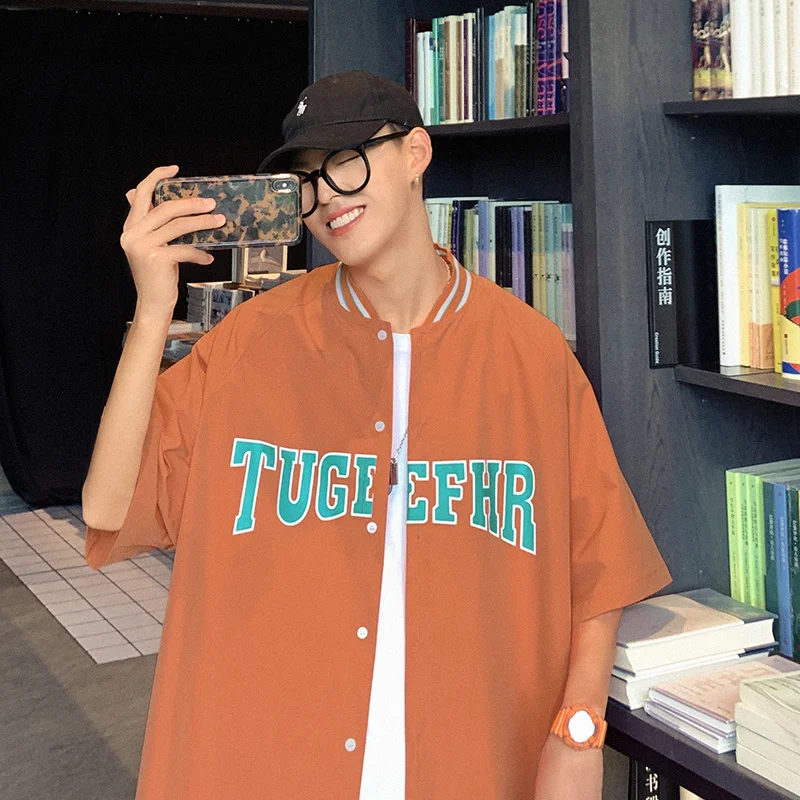 Рубашка мужская с коротким рукавом тонкая Модная брендовая сорочка в стиле