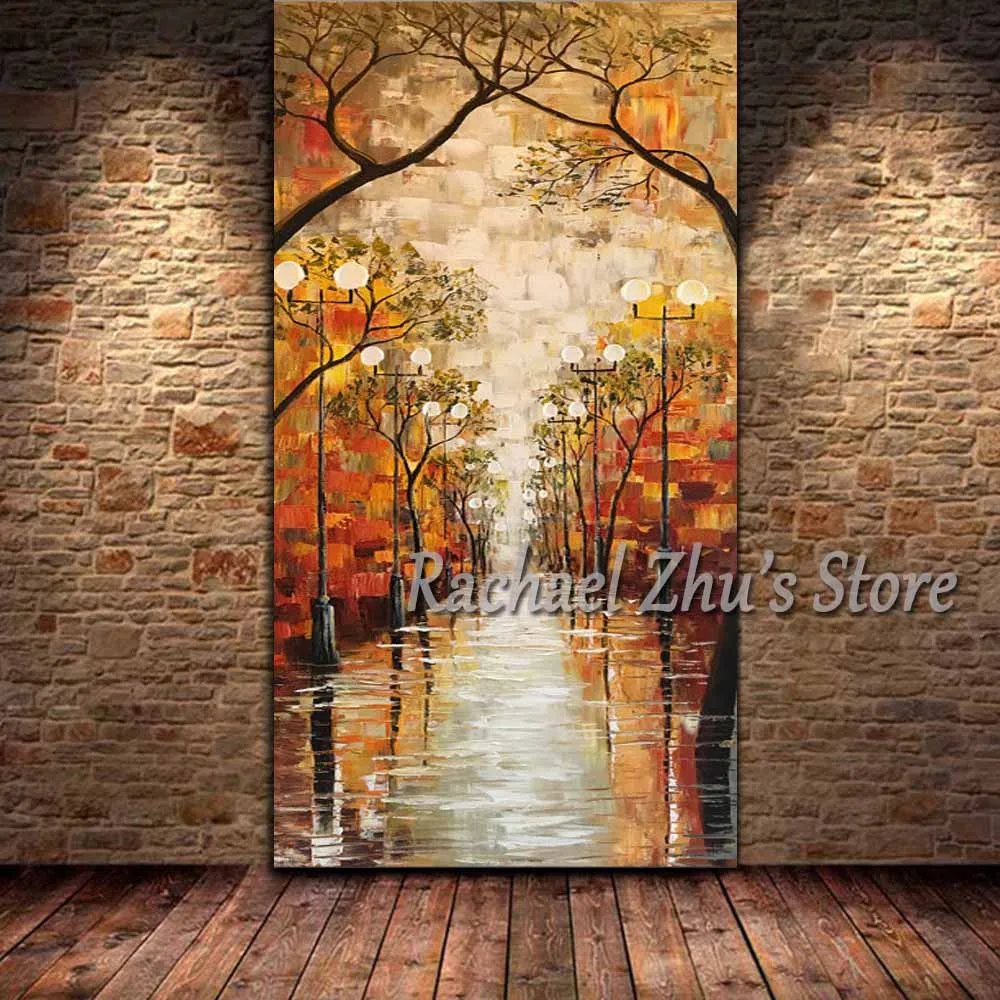 

Hand Painted Modern Abstract Landscape Autumn Scenery Oil Painting On Canvas Wall Pictures Living Room Home Decor Drop Shipping