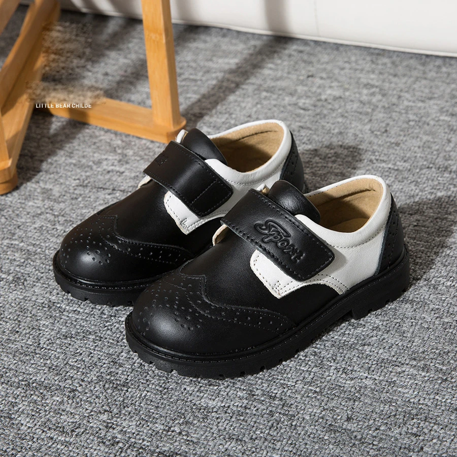 Детские туфли оксфорды из натуральной кожи черные вечерние мягкой на платформе