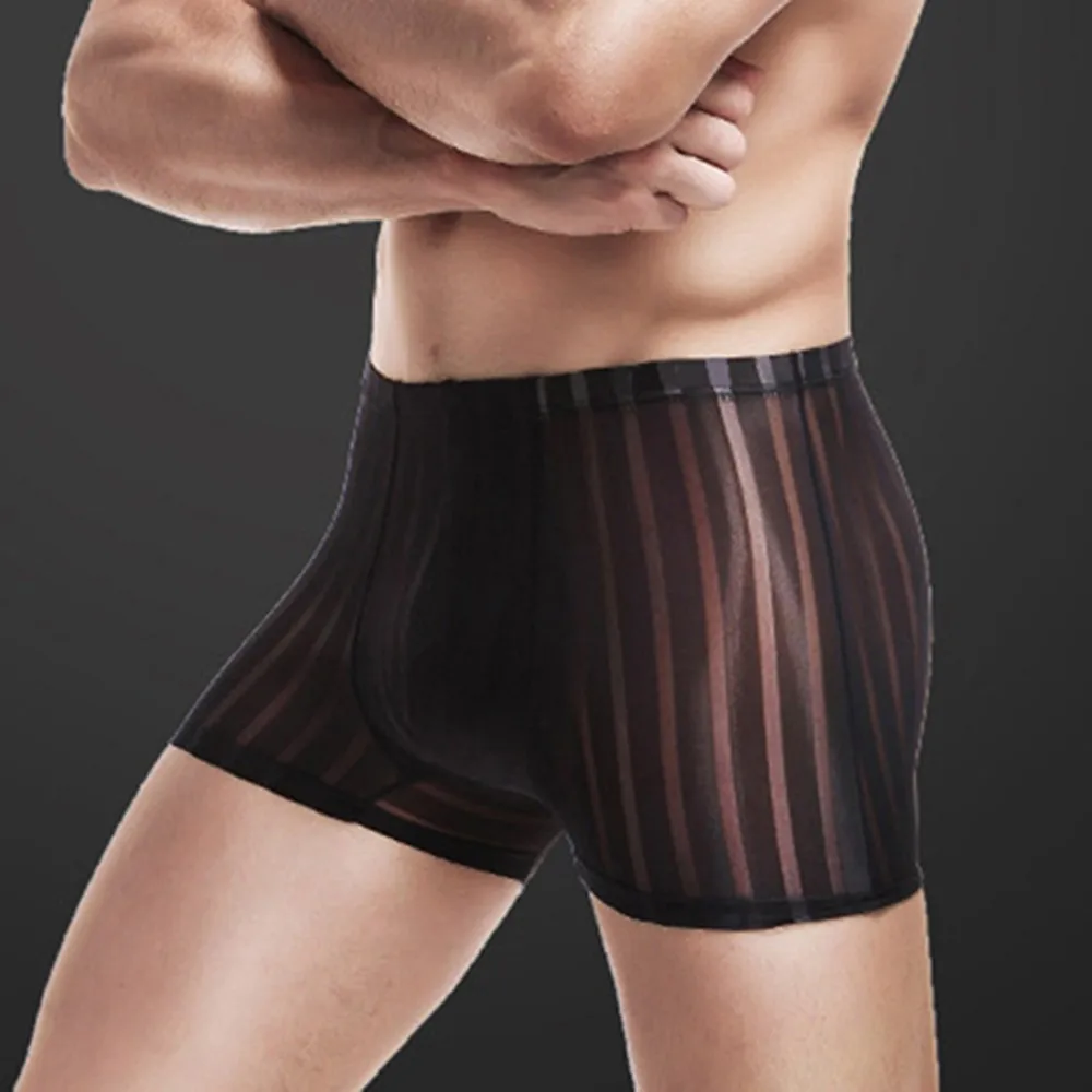 

Men Sexy Boxer Shorts Ice Silk Cool Briefs Seamless Breathable Underpants Elastic Sport Shorts Bottom Pants Fashion Lingerie Man