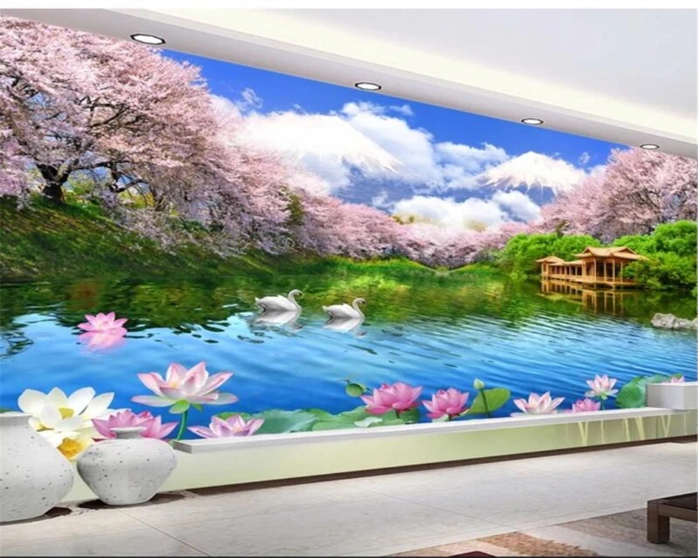 

wellyu Customized large murals, stylish home decoration, beautiful HD cherry blossom TV background wallpaper papel de parede