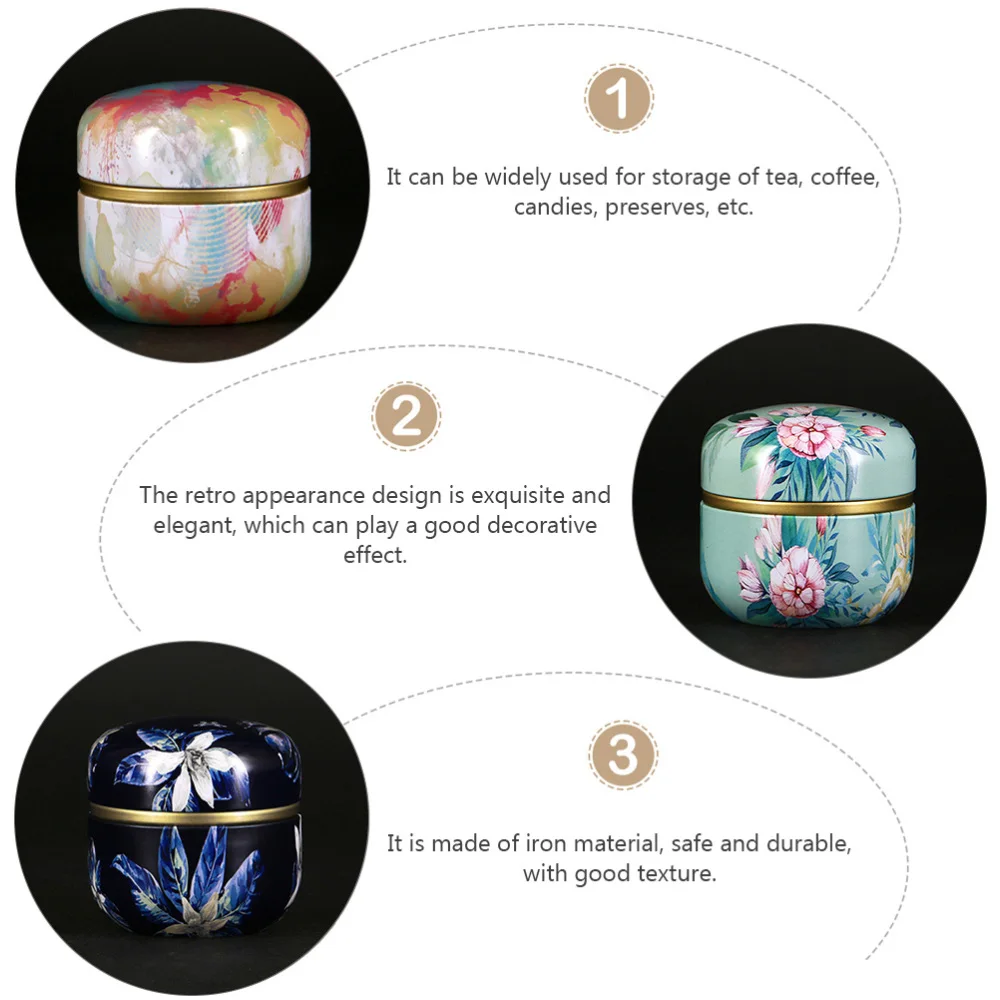 

4pcs Delicate Tea Can Useful Sealing Tea Canister Portable Candy Sealed Jar