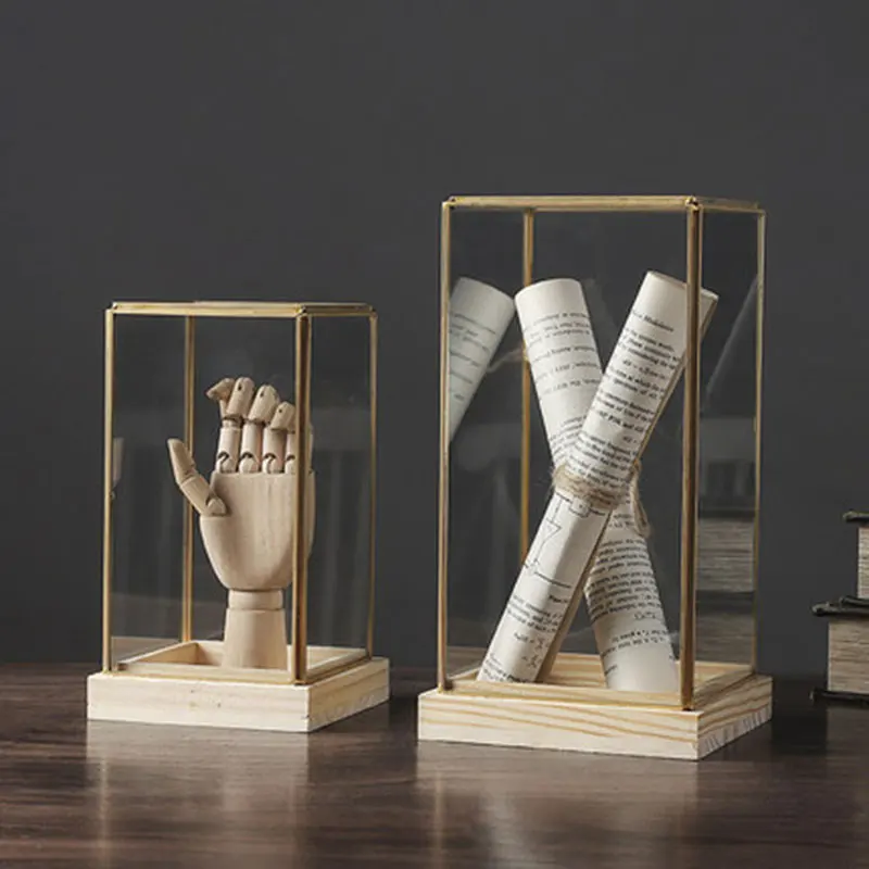 Нордическая Геометрическая Золотая прозрачная стеклянная коробка Свадебный