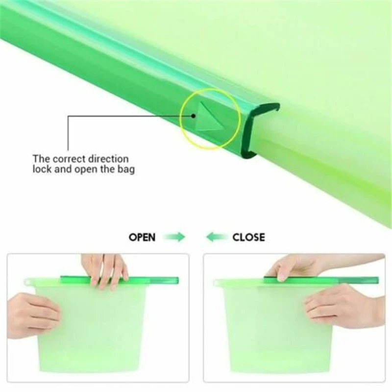 1.5L Reusable Ziplock Vacuum StorageBag Silicone Food Freezer Fresh Preservation For Kitchen Storage | Дом и сад