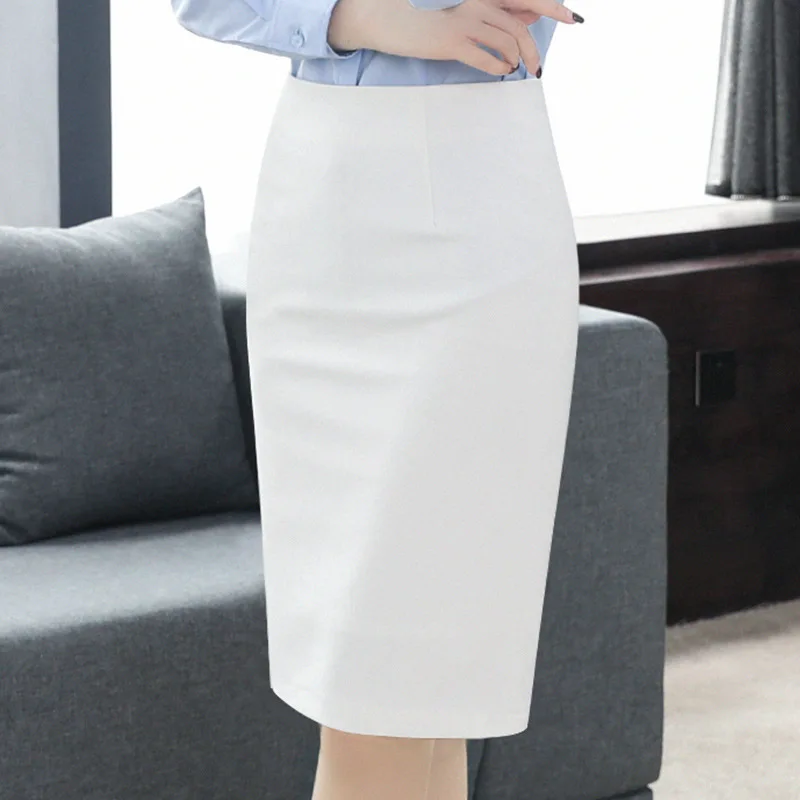 

Korean spring long hip pencil skirt white office dress short skirt gray business dress women's skirt plus size skirt wrap skirt