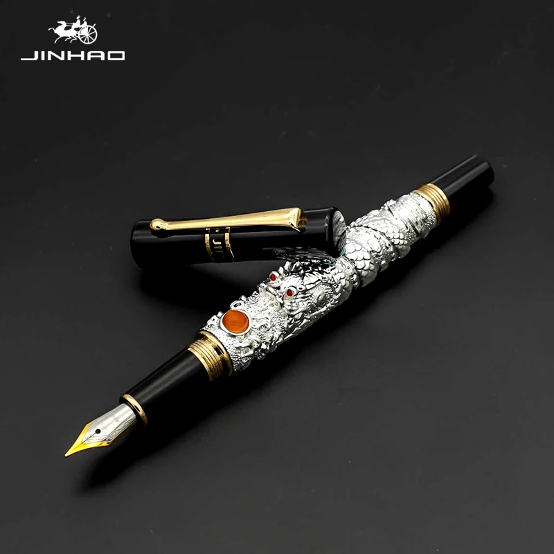 Jinhao ЗОЛОТОЙ ДРАКОН перьевая ручка Роскошный 0,5 мм перо 18KGP каллиграфия чернила ручки для письма бизнес офисные принадлежности Caneta