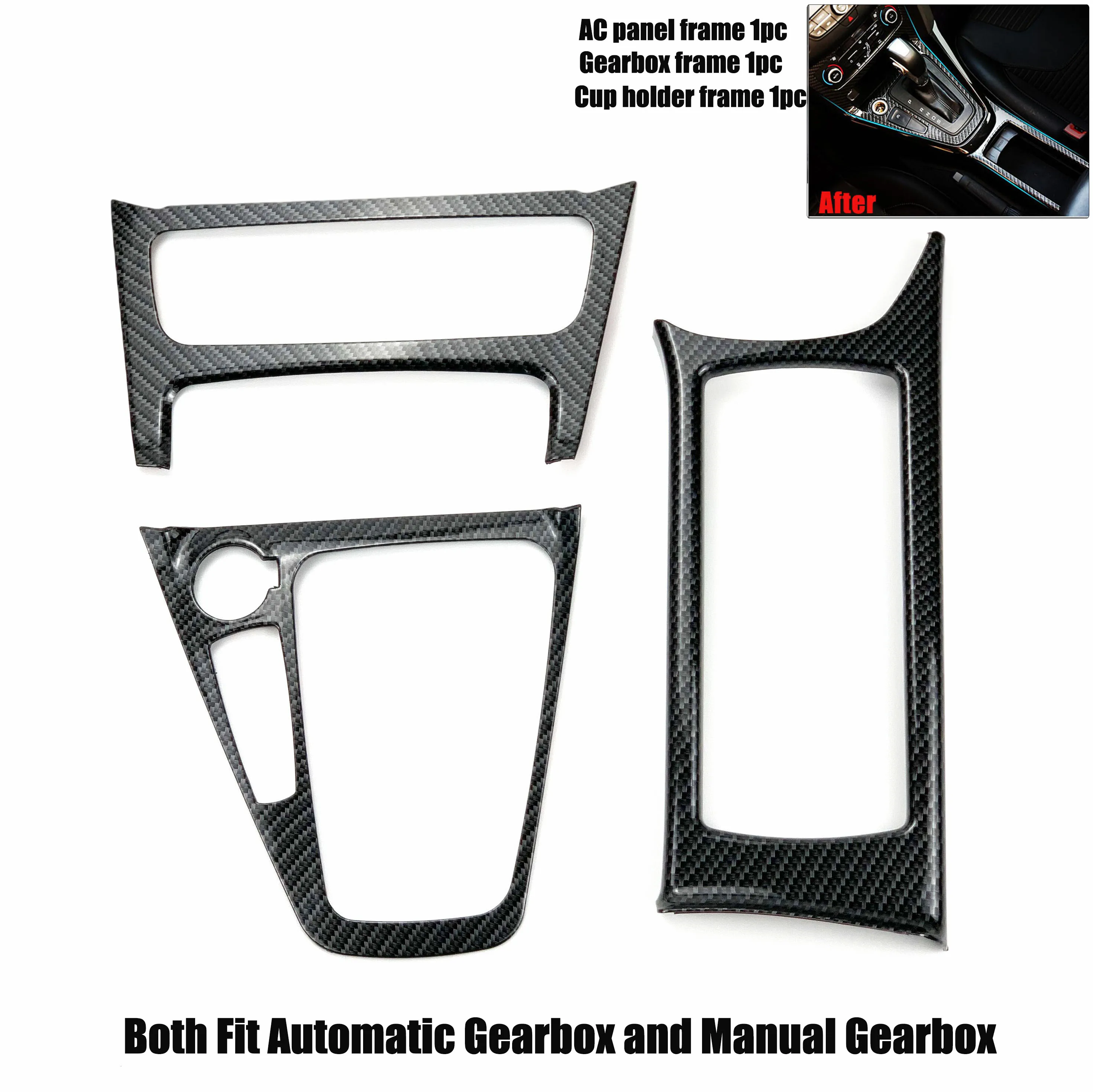 Gear panel trim Автомобильный-Стайлинг Шестерня панель держатель чашки дверная ручка рулевое колесо вентиляционное отверстие декоративный чехол для Ford Focus 3 mk3 - Название цвета: Gear panel trim