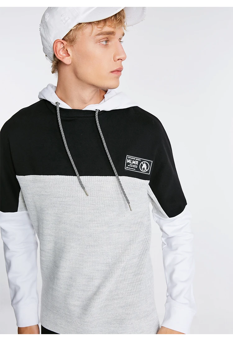 JackJones мужской трендовый цветной контрастный свитер с капюшоном и буквенным принтом, шерстяной пуловер с капюшоном, мужская одежда 218325519
