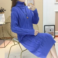 2021 turtleneck women sweater dress winter warm female jumper thick sweaters solid ribbed long knitted pullover pull hiver femme
