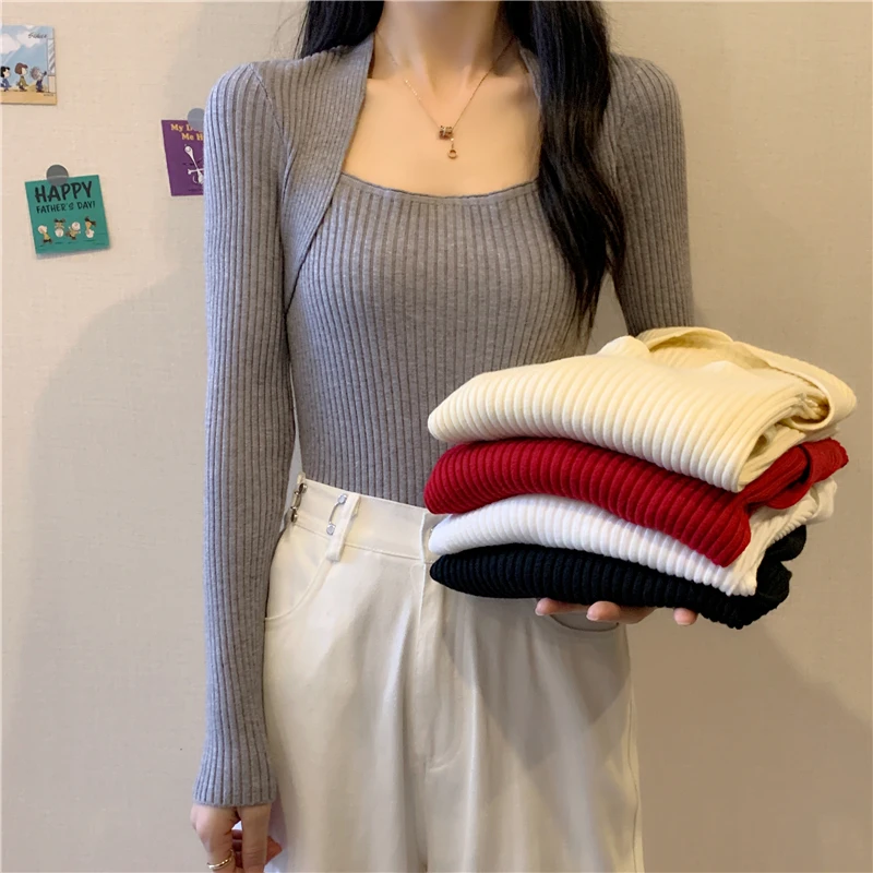 

2021 Covering Yarn Women Sweaters Autumn Winter Female Tops Slim Pullover Knitted Jumper Soft Warm Pull
