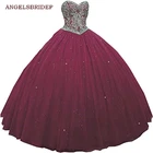 ANGELSBRIDEP милое бальное платье, платья для Quinceanera, модные блестящие платья для дня рождения с кристаллами и бисером, 15 лет