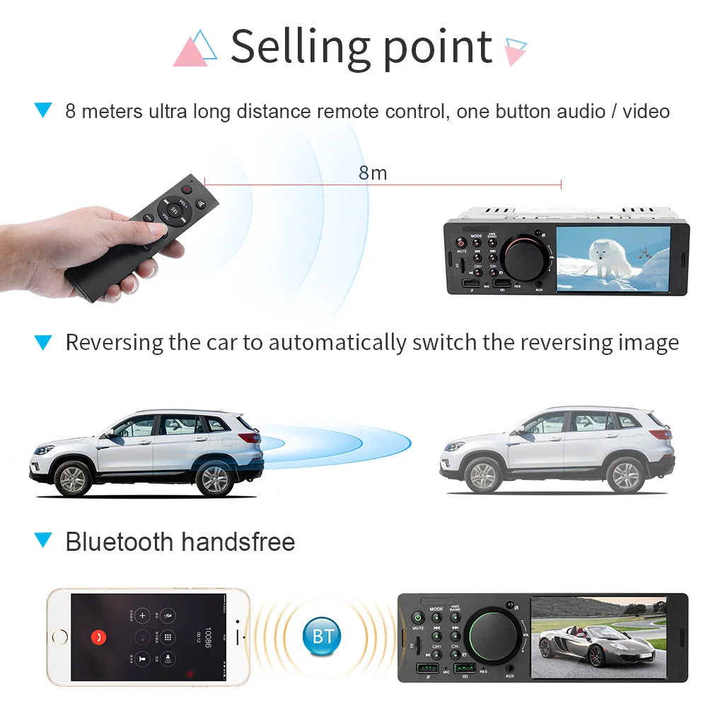 Автомагнитола FM плеер Bluetooth свободные руки 1 Din аудио поддержка камеры заднего