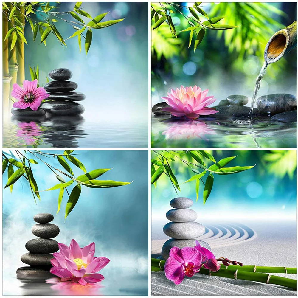 

HUACAN 5D Сделай Сам алмазная живопись Лотос камень полный квадрат Новое поступление Алмазная вышивка Ландшафтная мозаика с бриллиантами пода...