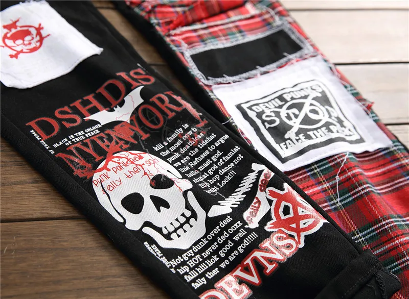 Светильник роскошные мужские облегающие джинсовые брюки с нашивками