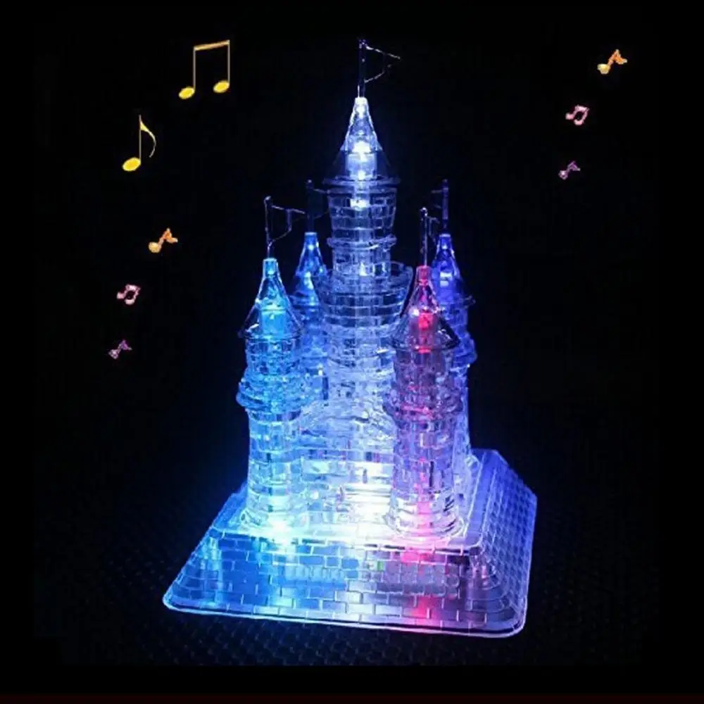 3D DIY Строительные Модели замков пазлы для сборки модель с мигающим кристаллом