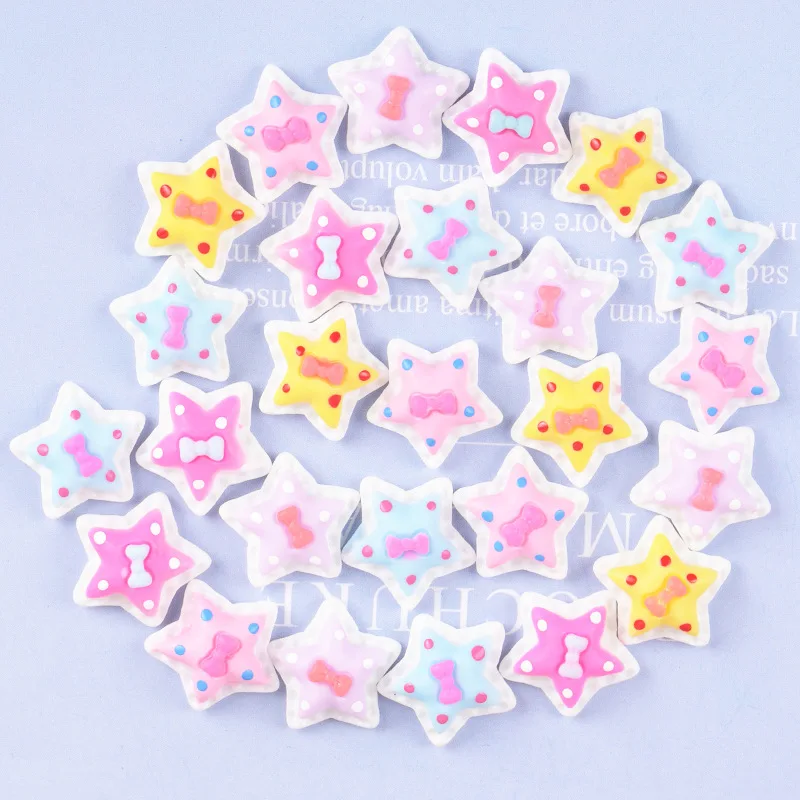 

10Pcs Cute Cartoon Bow Star Flatback Resin Cabochons Embellishments For Scrapbooking DIY Phone Hair bow Decoration Accessories