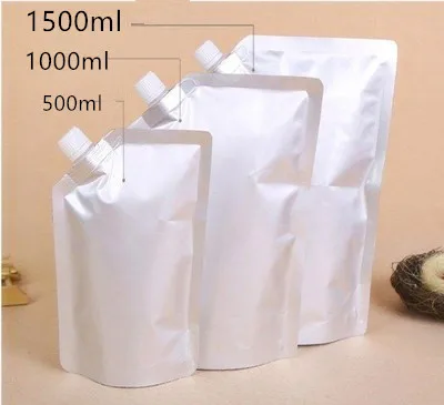 

10pcs 500ml/1000ml/1500ml Aluminum foil bags Juice Stand up Packaging Bag Spout for Beverage Liquid Milk Sauce bag