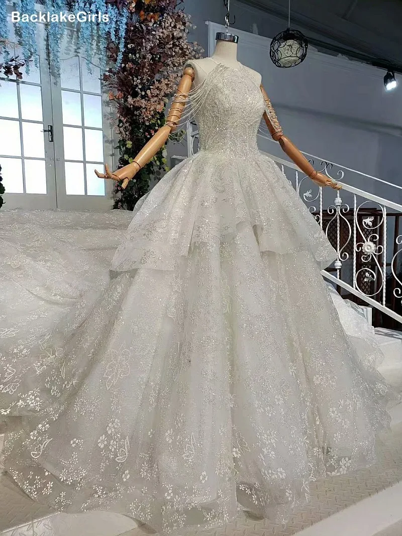 2020 сексуальное свадебное платье без рукавов с вырезом на шее и бисером длинным