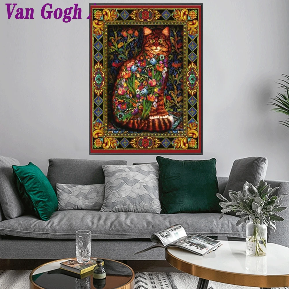 Cross Stitch Diamond Embroidery Animal &quotAbstract Cat&quot Patterns Full DIY 5D Painting Rhinestones Mosaic Decoration Gift | Дом и сад