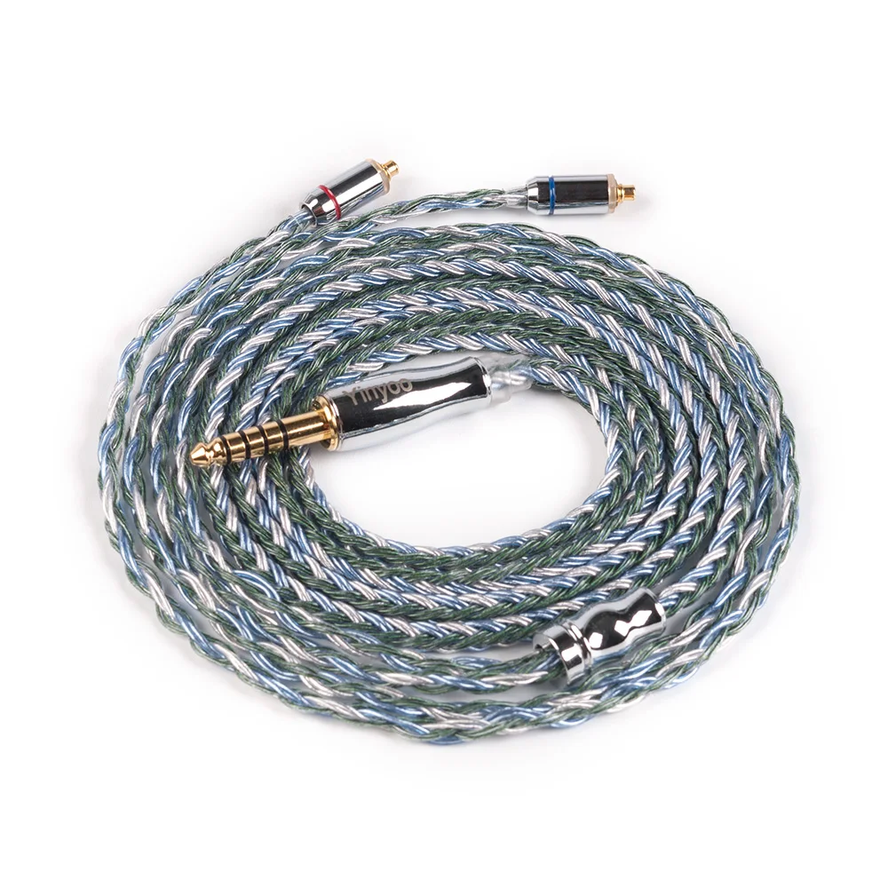 MMCX 4.4mm Yinyoo 16 ядра Модернизированный посеребренный Медь кабель 2,5/3,5/4,4 мм с MMCX/2pin/QDC TFZ разъем для KZ ZS10 proZSX BLON BL-03 - Цвет: MMCX 4.4mm