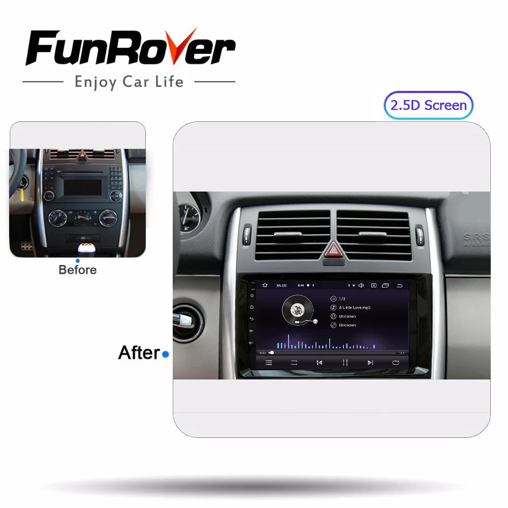 Funrover Автомобильный мультимедийный плеер Android 9.0 2 Din gps Авторадио для Mercedes Benz B W245 B150