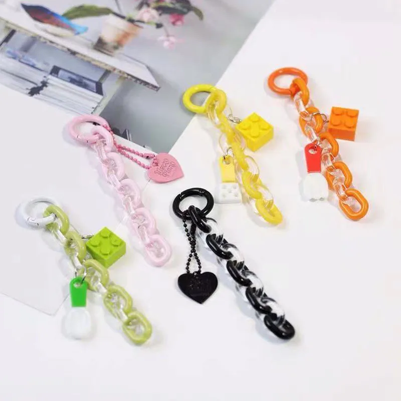 

Lovely Fashion Ins Jelly Acrylic Keychain Creative Heart Headset Decor Couples' Keyrings for Airpods Bag Phone Jewelry Pendant