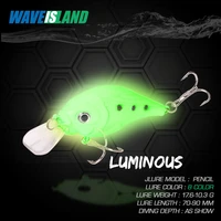 waveisland 2021 whole body noctilucent bait luminous crankbait pencil vib minnow poppers set weights 7 6 10 3g fishing lure