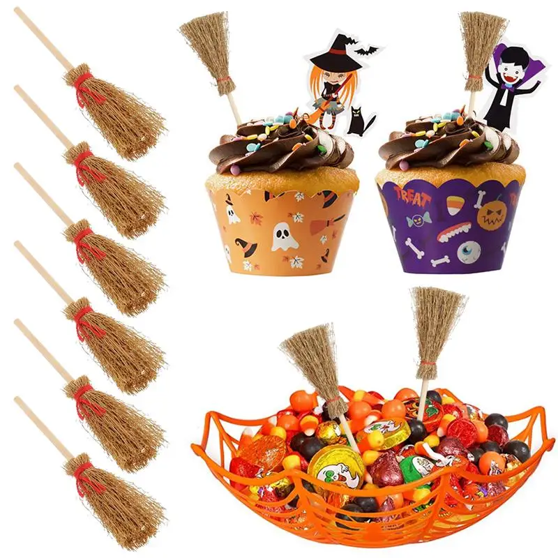 12 шт. метла ведьмы на Хэллоуин украшение для костюма игрушка мини из соломы торта