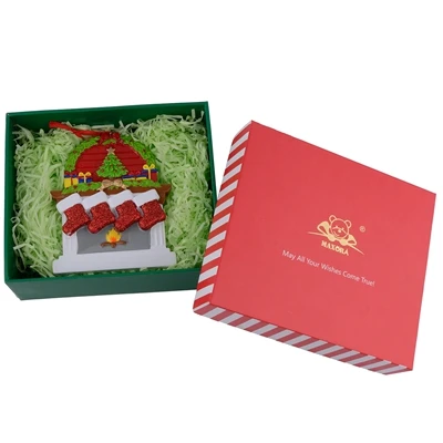 Family of 4-gift box Смола камин блестящие чулки семья из 3 рождественские украшения персонализированные подарки написать свое имя для праздничное украшение для дома - Цвет: Family of 4-gift box